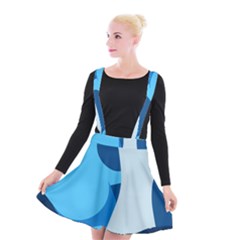 Blue Polka Suspender Skater Skirt by Mariart