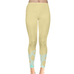 Bubbles Yellow Blue White Polka Leggings  by Mariart