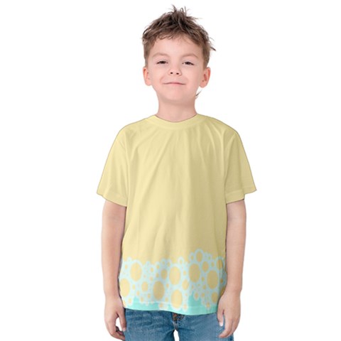 Bubbles Yellow Blue White Polka Kids  Cotton Tee by Mariart