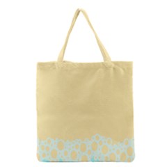 Bubbles Yellow Blue White Polka Grocery Tote Bag by Mariart