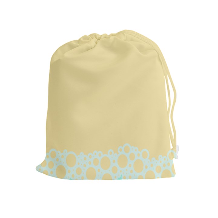 Bubbles Yellow Blue White Polka Drawstring Pouches (Extra Large)