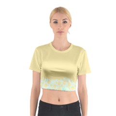 Bubbles Yellow Blue White Polka Cotton Crop Top by Mariart