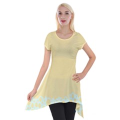 Bubbles Yellow Blue White Polka Short Sleeve Side Drop Tunic by Mariart