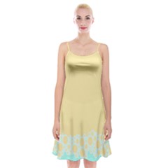 Bubbles Yellow Blue White Polka Spaghetti Strap Velvet Dress by Mariart