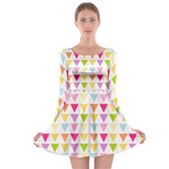 Bunting Triangle Color Rainbow Long Sleeve Skater Dress