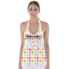 Bunting Triangle Color Rainbow Babydoll Tankini Top