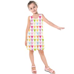 Bunting Triangle Color Rainbow Kids  Sleeveless Dress by Mariart