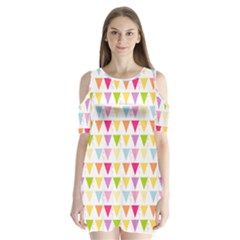 Bunting Triangle Color Rainbow Shoulder Cutout Velvet  One Piece