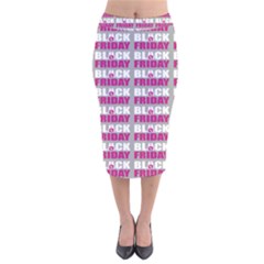 Black Friday Sale White Pink Disc Velvet Midi Pencil Skirt by Mariart