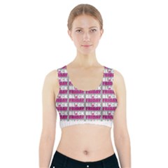 Black Friday Sale White Pink Disc Sports Bra With Pocket