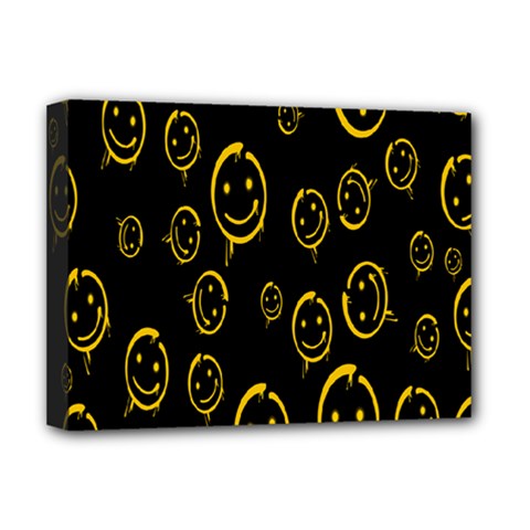 Face Smile Bored Mask Yellow Black Deluxe Canvas 16  X 12   by Mariart