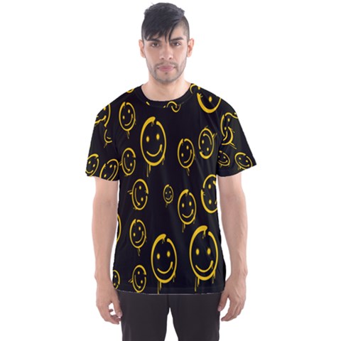 Face Smile Bored Mask Yellow Black Men s Sport Mesh Tee by Mariart