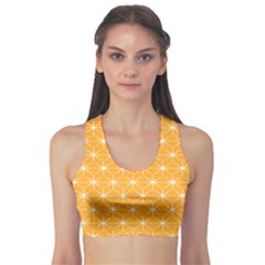 Yellow Stars Iso Line White Sports Bra by Mariart