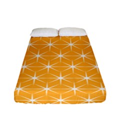 Yellow Stars Iso Line White Fitted Sheet (full/ Double Size) by Mariart