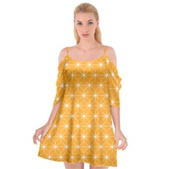 Yellow Stars Iso Line White Cutout Spaghetti Strap Chiffon Dress by Mariart