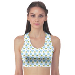 Blue Yellow Star Sunflower Flower Floral Sports Bra by Mariart