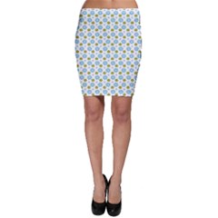 Blue Yellow Star Sunflower Flower Floral Bodycon Skirt by Mariart