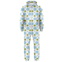 Blue Yellow Star Sunflower Flower Floral Hooded Jumpsuit (men)  by Mariart