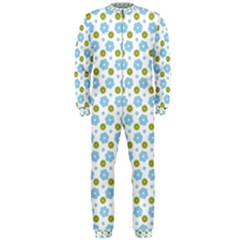 Blue Yellow Star Sunflower Flower Floral Onepiece Jumpsuit (men)  by Mariart