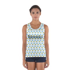 Blue Yellow Star Sunflower Flower Floral Women s Sport Tank Top  by Mariart