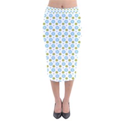 Blue Yellow Star Sunflower Flower Floral Velvet Midi Pencil Skirt