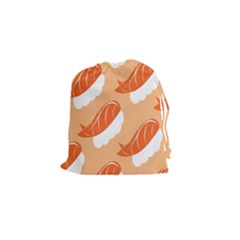 Fish Eat Japanese Sushi Drawstring Pouches (small)  by Mariart