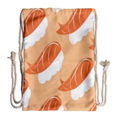 Fish Eat Japanese Sushi Drawstring Bag (large) by Mariart