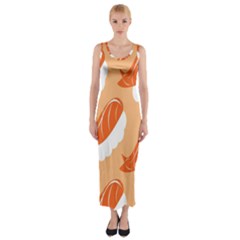 Fish Eat Japanese Sushi Fitted Maxi Dress by Mariart