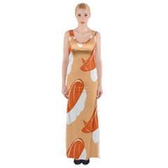 Fish Eat Japanese Sushi Maxi Thigh Split Dress by Mariart