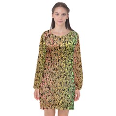 Crystals Rainbow Long Sleeve Chiffon Shift Dress  by Mariart