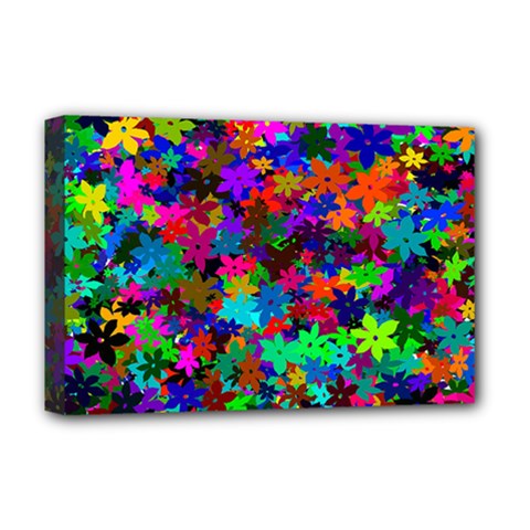 Flowersfloral Star Rainbow Deluxe Canvas 18  X 12   by Mariart