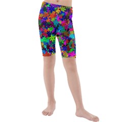 Flowersfloral Star Rainbow Kids  Mid Length Swim Shorts by Mariart