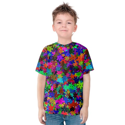 Flowersfloral Star Rainbow Kids  Cotton Tee by Mariart