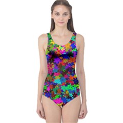 Flowersfloral Star Rainbow One Piece Swimsuit by Mariart