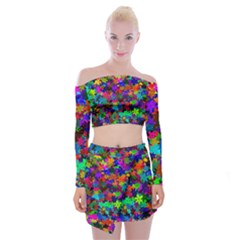 Flowersfloral Star Rainbow Off Shoulder Top With Skirt Set