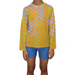 Green Blue Orange Kids  Long Sleeve Swimwear by Mariart