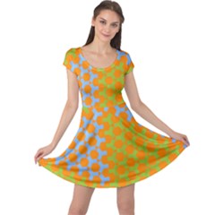 Green Blue Orange Cap Sleeve Dresses by Mariart