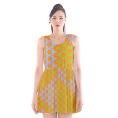 Green Blue Orange Scoop Neck Skater Dress by Mariart