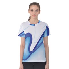 Glittering Abstract Lines Blue Wave Chefron Women s Cotton Tee