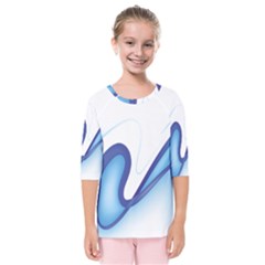 Glittering Abstract Lines Blue Wave Chefron Kids  Quarter Sleeve Raglan Tee