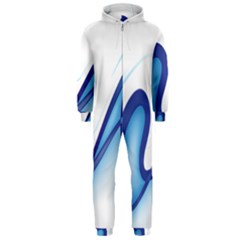 Glittering Abstract Lines Blue Wave Chefron Hooded Jumpsuit (men)  by Mariart