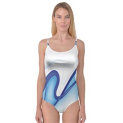 Glittering Abstract Lines Blue Wave Chefron Camisole Leotard  by Mariart