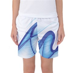 Glittering Abstract Lines Blue Wave Chefron Women s Basketball Shorts by Mariart