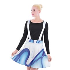 Glittering Abstract Lines Blue Wave Chefron Suspender Skater Skirt by Mariart