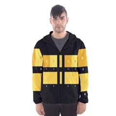 Horizontal Color Scheme Plaid Black Yellow Hooded Wind Breaker (men) by Mariart