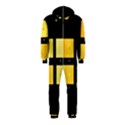 Horizontal Color Scheme Plaid Black Yellow Hooded Jumpsuit (Kids) View2