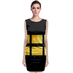 Horizontal Color Scheme Plaid Black Yellow Classic Sleeveless Midi Dress by Mariart