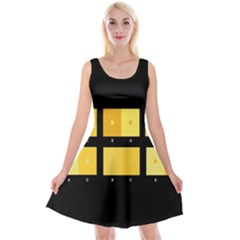 Horizontal Color Scheme Plaid Black Yellow Reversible Velvet Sleeveless Dress by Mariart