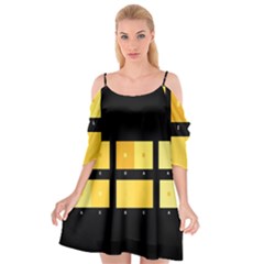 Horizontal Color Scheme Plaid Black Yellow Cutout Spaghetti Strap Chiffon Dress