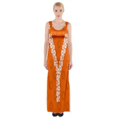 Iron Orange Y Combinator Gears Maxi Thigh Split Dress by Mariart